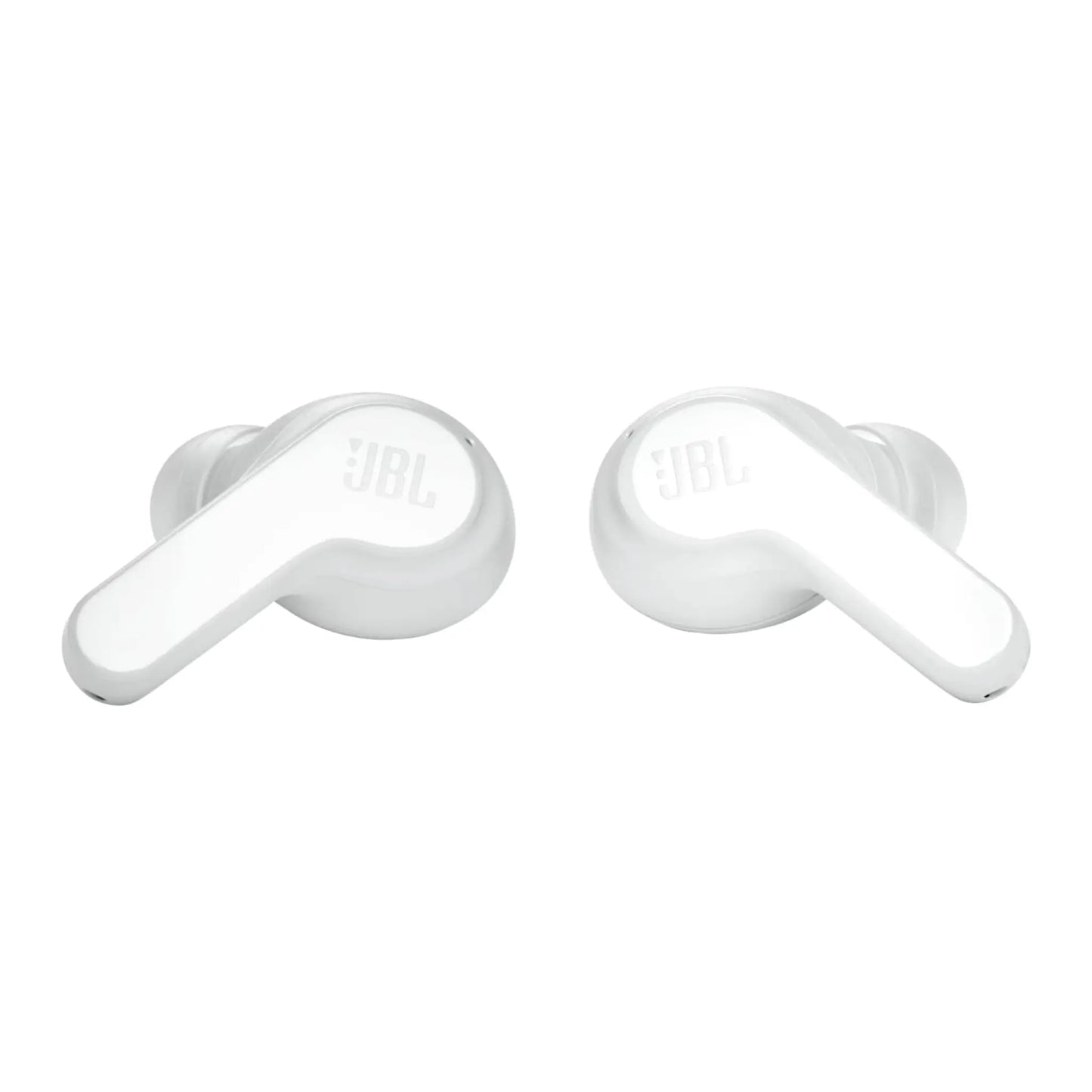 Das Bild zeigt die JBL Wave 200TWS In-Ear-Kopfhörer in Weiß aus der Detailansicht.