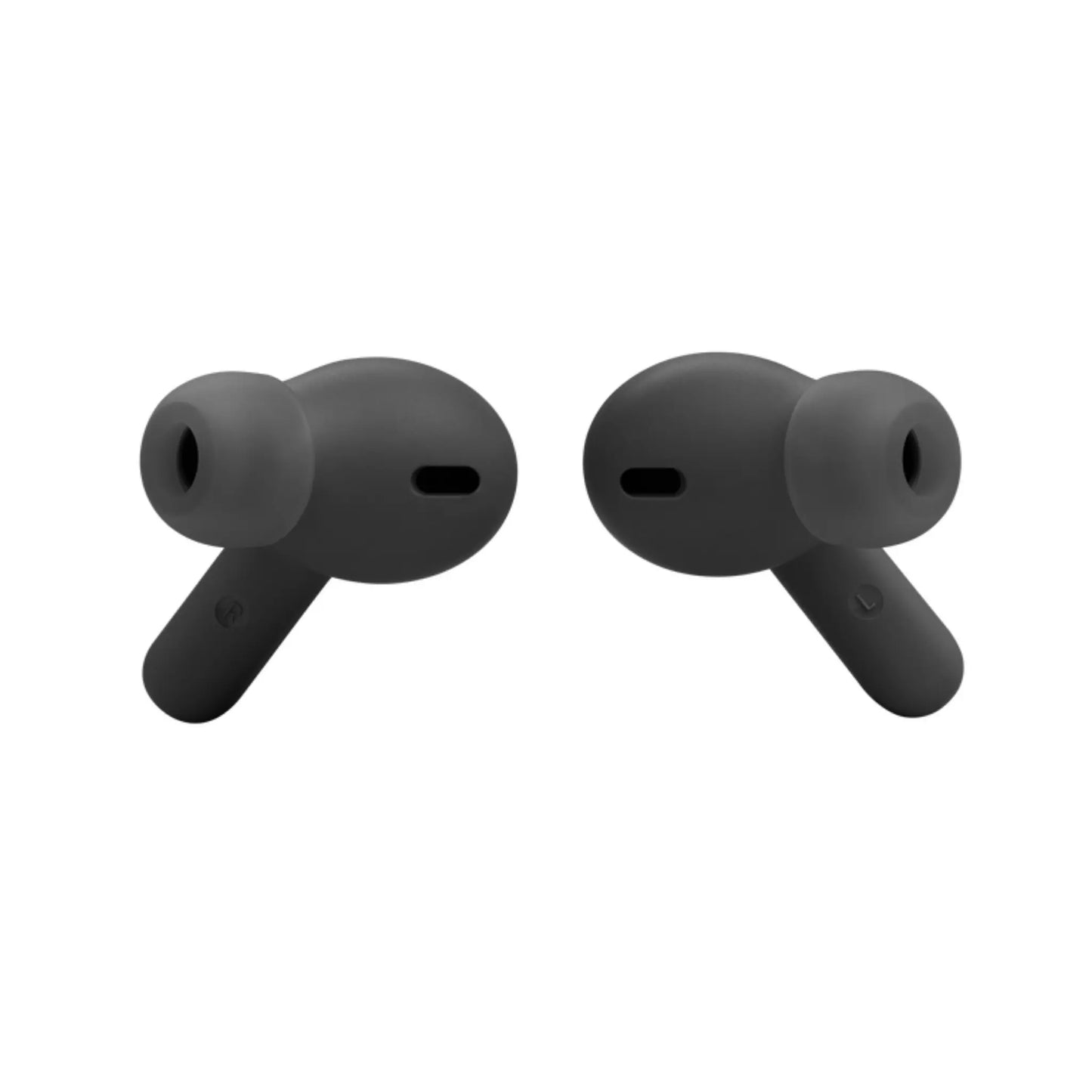 Das Bild zeigt die JBL Wave Beam In-Ear-Kopfhörer in Schwarz aus der Seitenansicht.