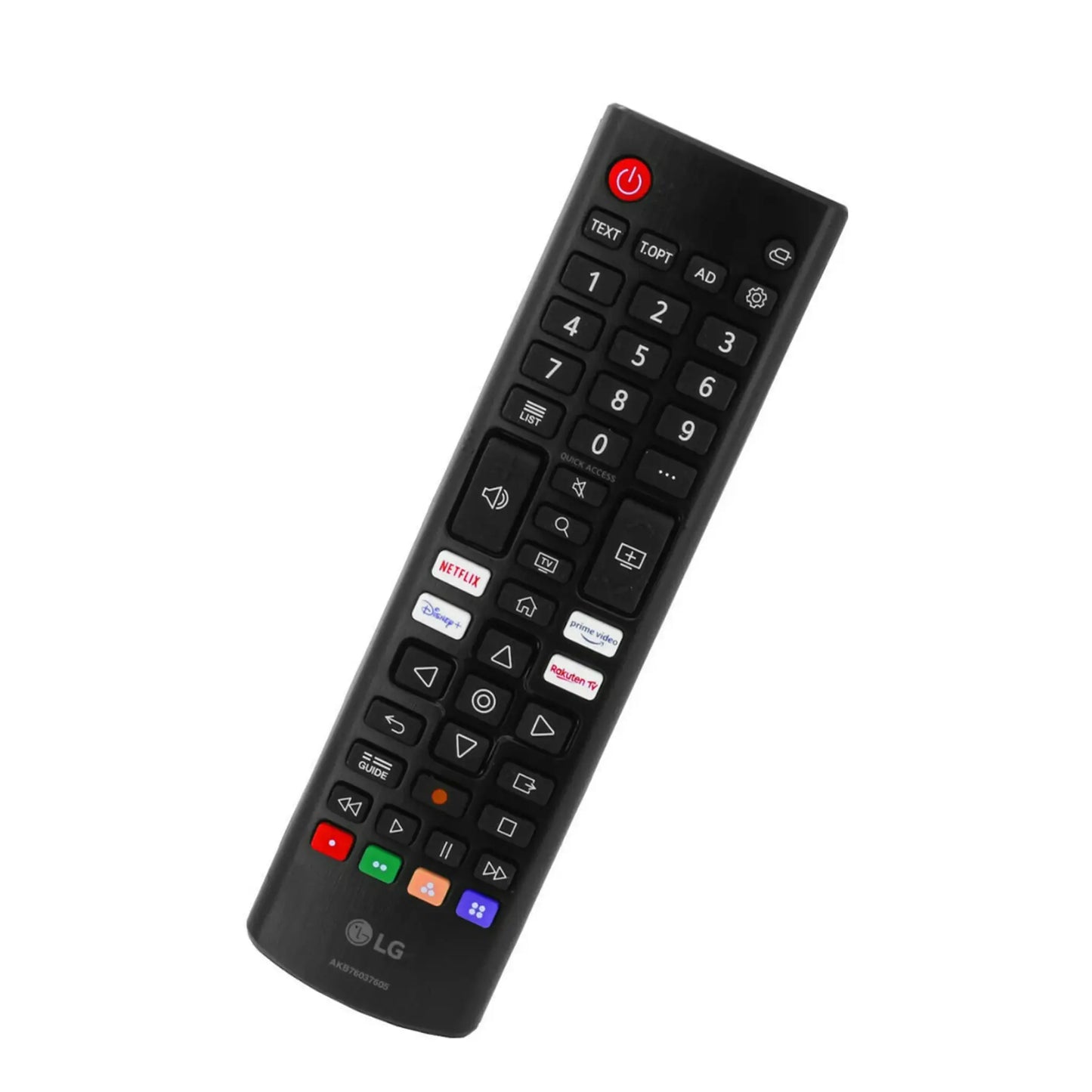 Das Bild zeigt die LG AKB76037605 Fernbedienung aus der Seitenansicht.
