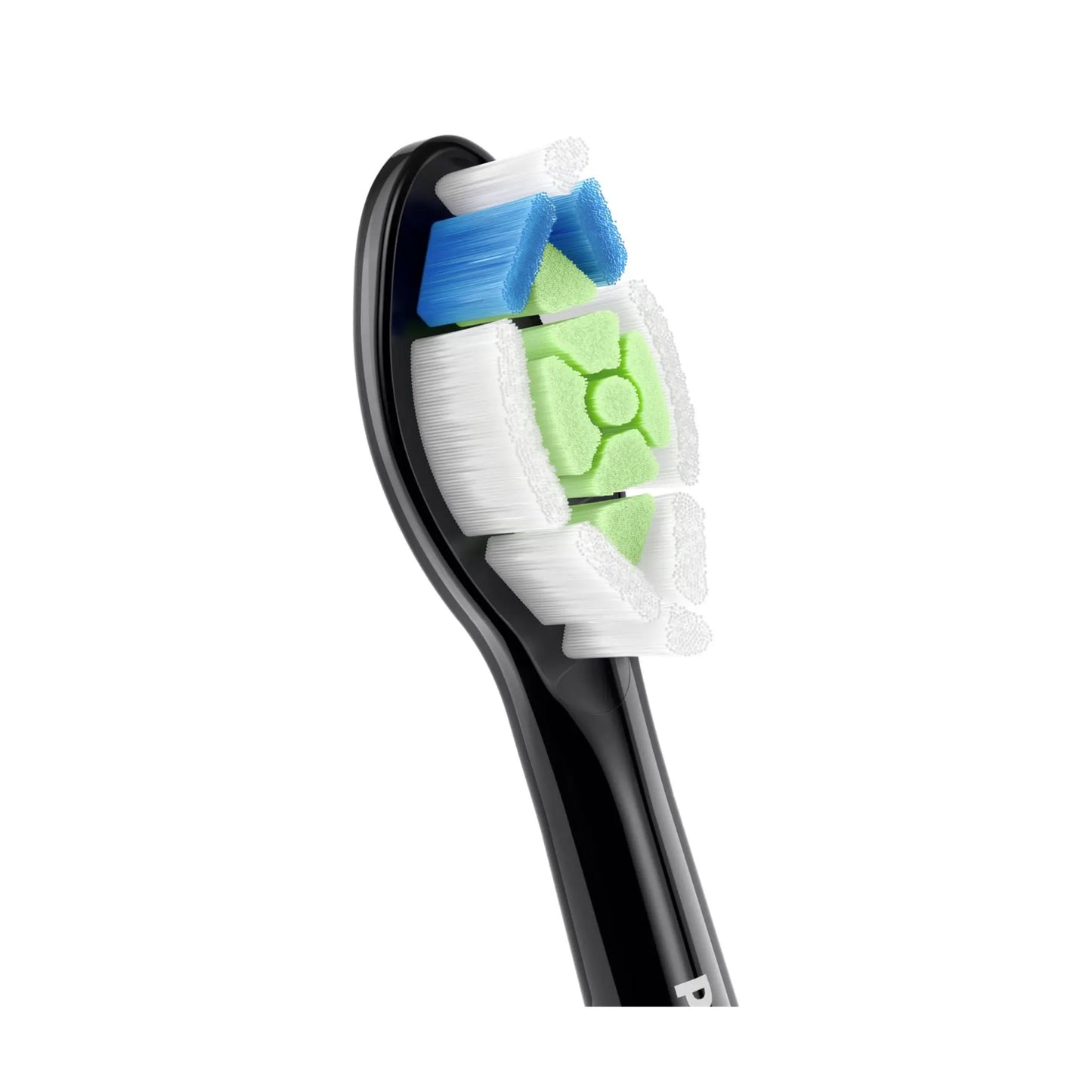 Das Bild zeigt die Philips Sonicare W2 Optimal White Aufsteckbürste in Schwarz aus der Detailansicht.