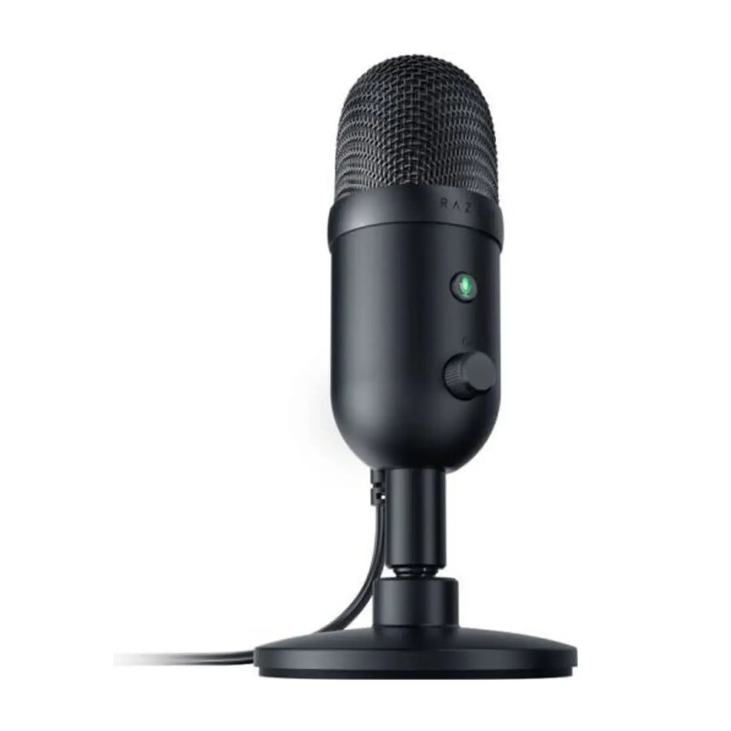 Das Bild zeigt das Razer Seiren V2 X Tischmikrofon aus der Schrägansicht.