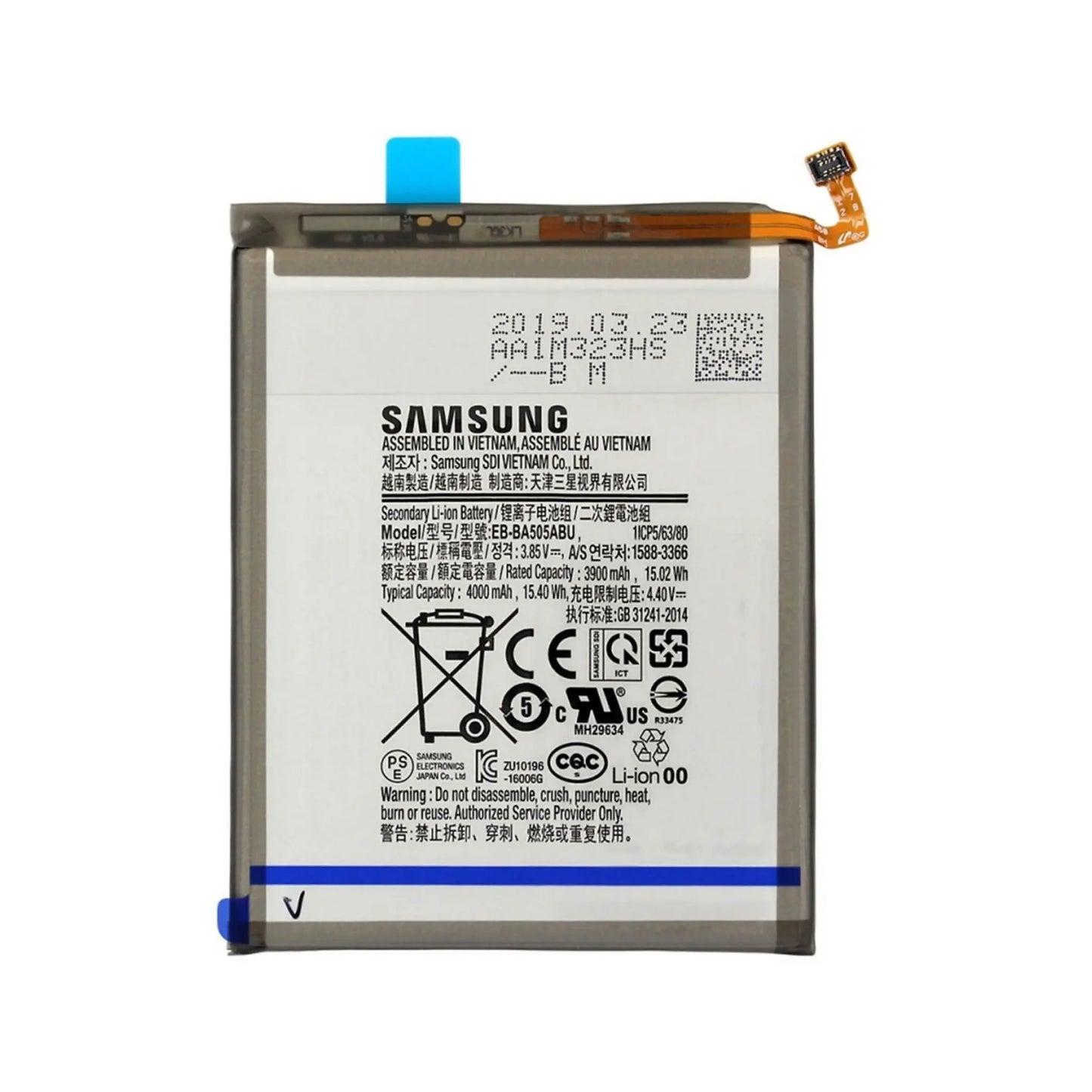 Auf diesem Produktbild wird der Samsung Akku EB-BA505ABU Li-ion 3.85 Volt 4000 mAh abgebildet.