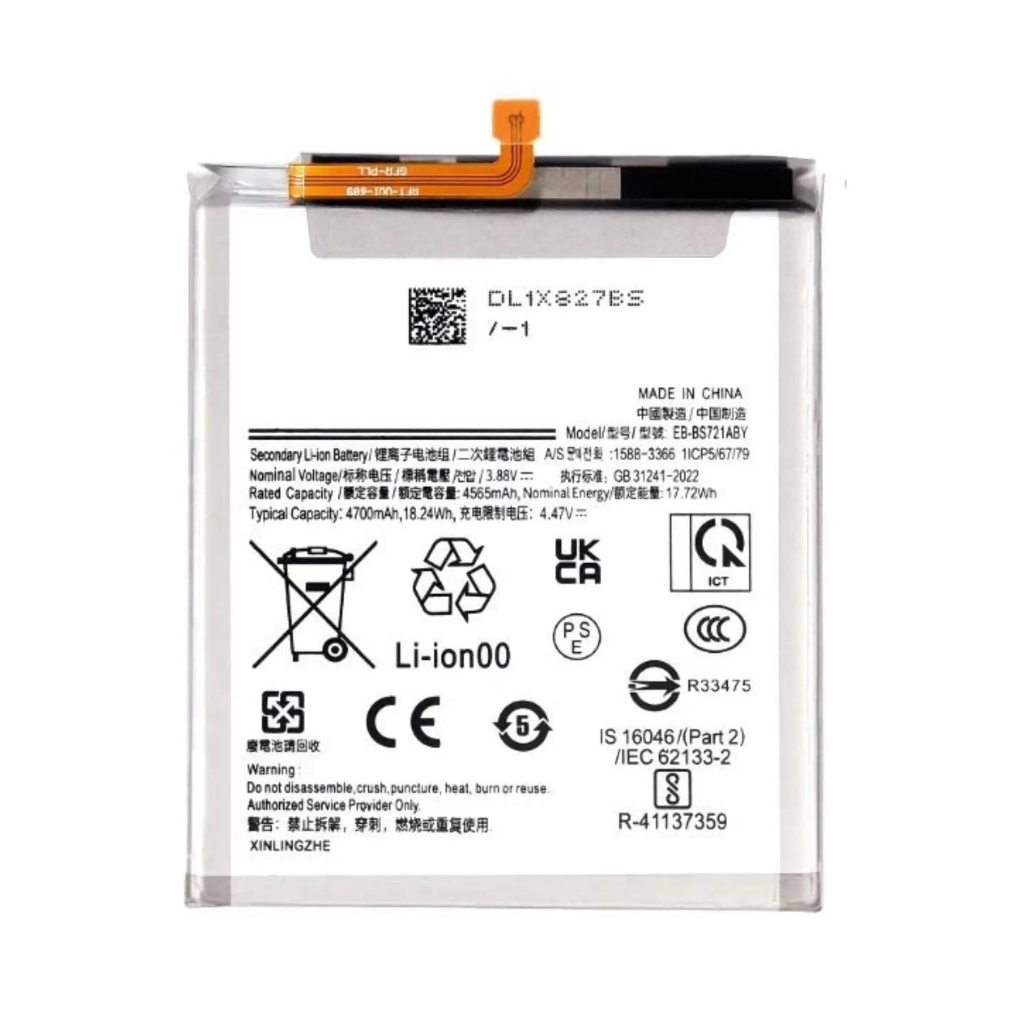 Das Bild zeigt den Samsung Akku EB-BS721ABY Li-Ion mit 3.88 Volt und 4700 mAh.