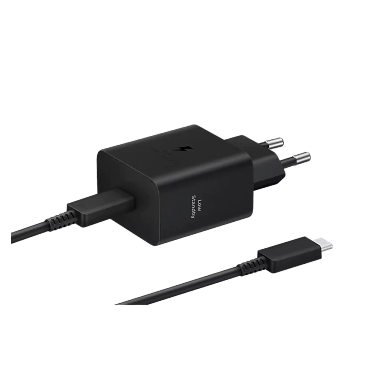 Das Bild zeigt das Samsung EP-T4511N Ladegerät 45W inkl. Ladekabel USB-C in Schwarz.