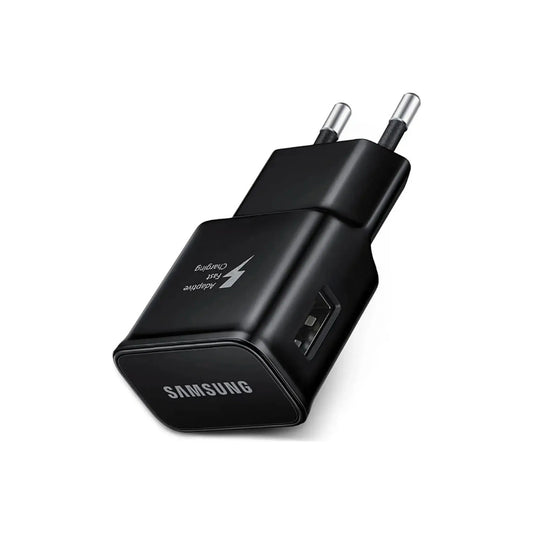 Das Bild zeigt das Samsung EP‑TA200 Ladegerät mit 15 W in Schwarz.