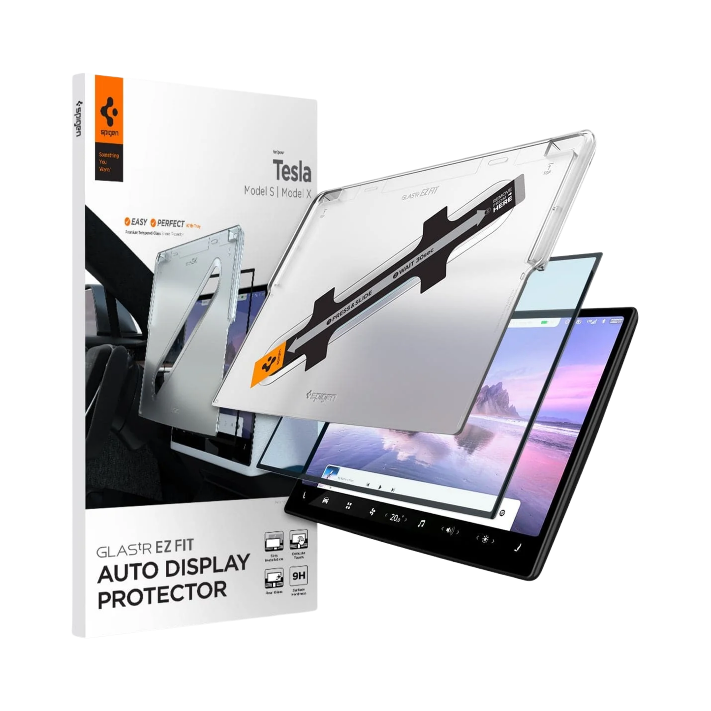 Spigen Für Tesla Screen Protector tR EZ Fit 1 Pack, FC black - Model S/X(2021/2022) 17"