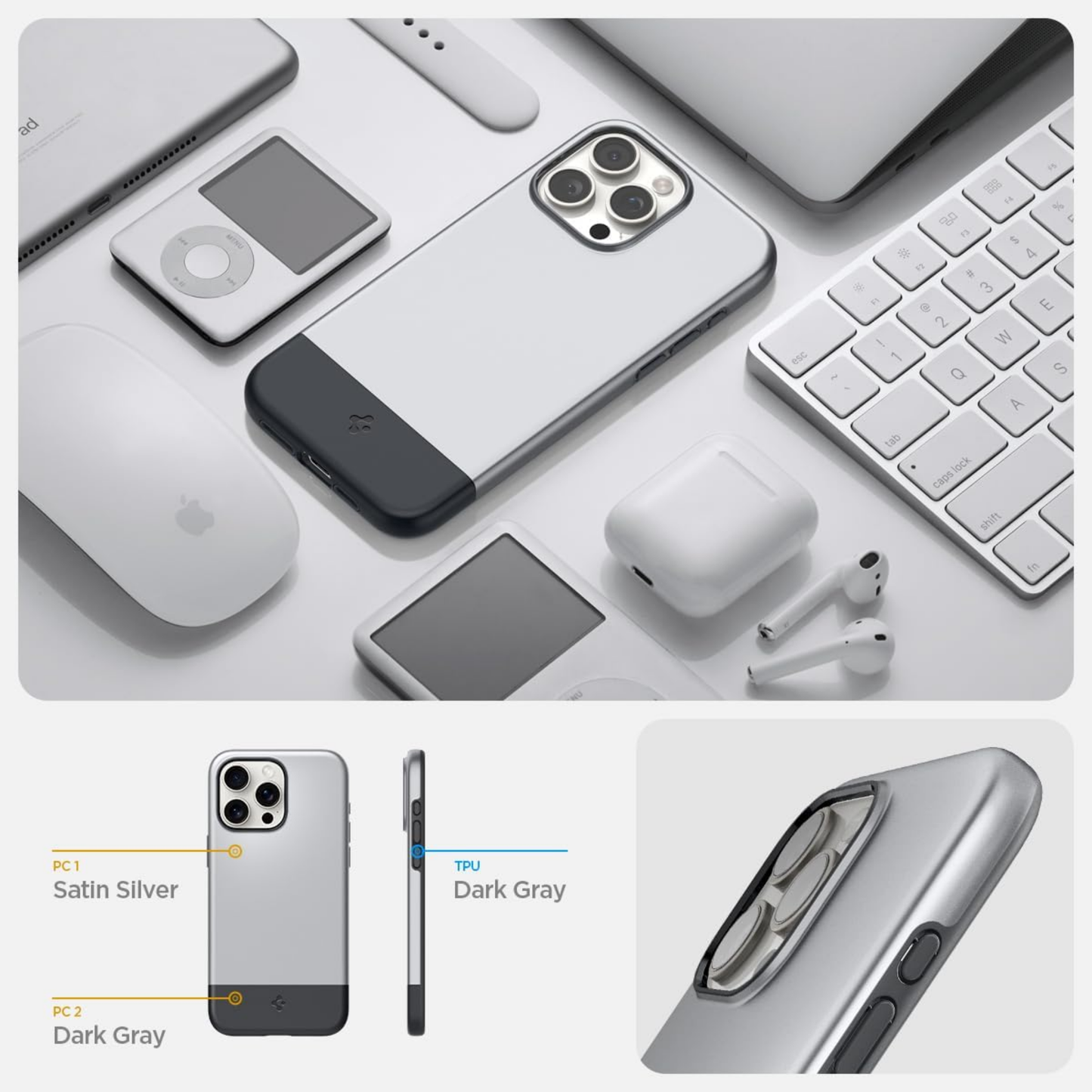 Spigen Style Armor MagSafe, classic silver - für iPhone 15 Pro Max