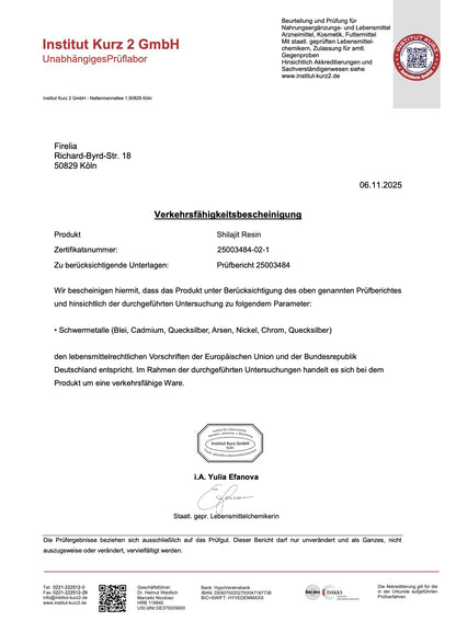 Original Resin Shilajit Himalaya Harz 100 % Rein Vegan Ohne Zusatzstoffe ESFA Laborgeprüft in Deutschland 50g