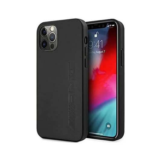 AMG iPhone 12 Pro Max Hülle, Schwarz – Leder Hot Stamp