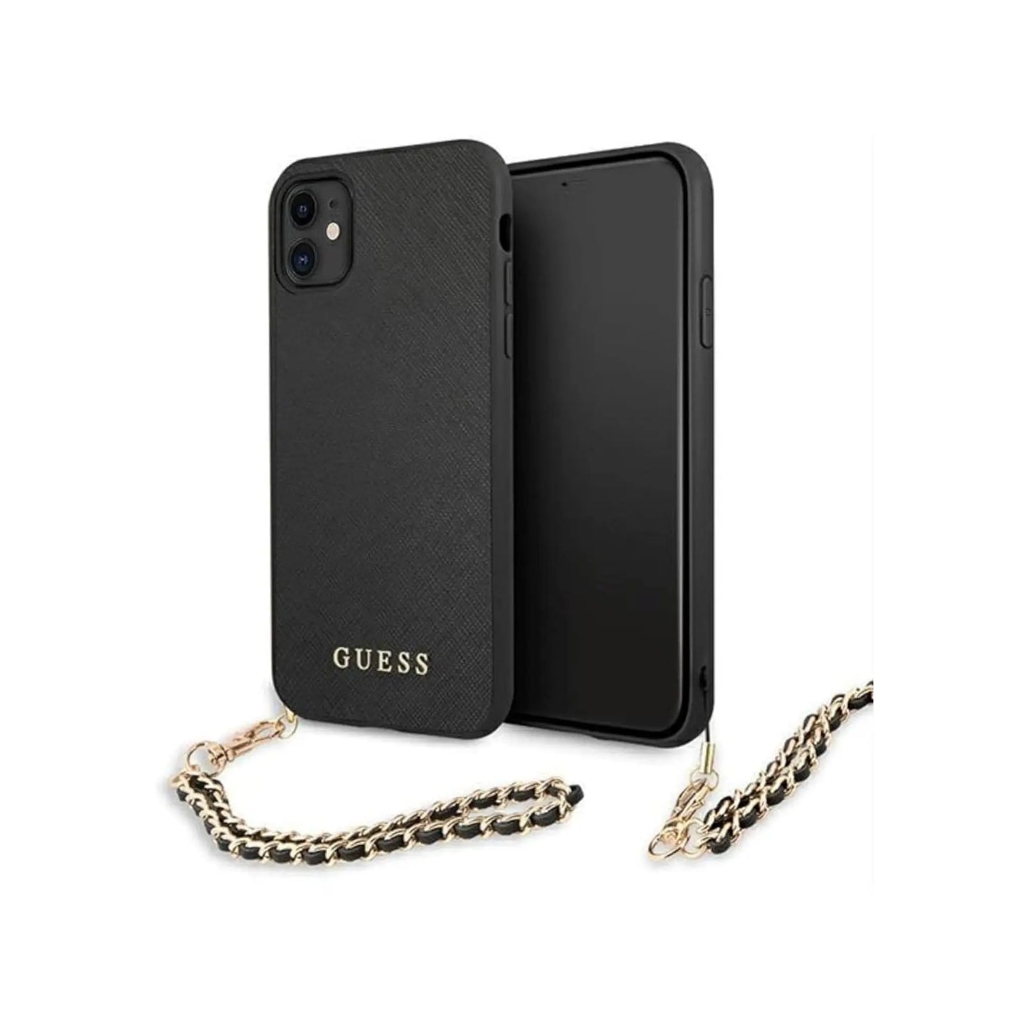 Guess iPhone 11 Hülle, Schwarz – Saffiano Chain