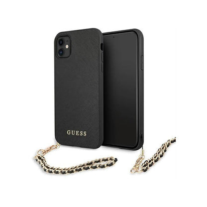 Guess iPhone 11 Hülle, Schwarz – Saffiano Chain