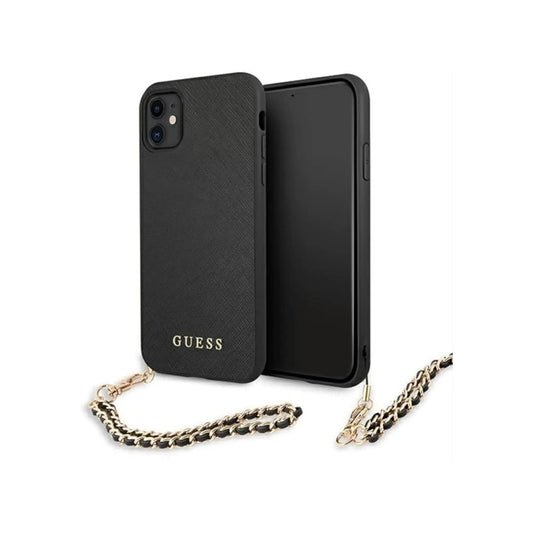Guess iPhone 11 Hülle, Schwarz – Saffiano Chain