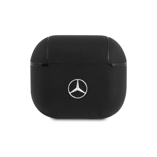 Mercedes AirPods 3 Hülle, Schwarz – Stoßfestes Leder Case
