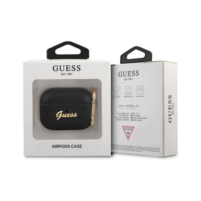 Guess AirPods 3 Hülle GUA3SASMK, Schwarz – Saffiano Script Metal