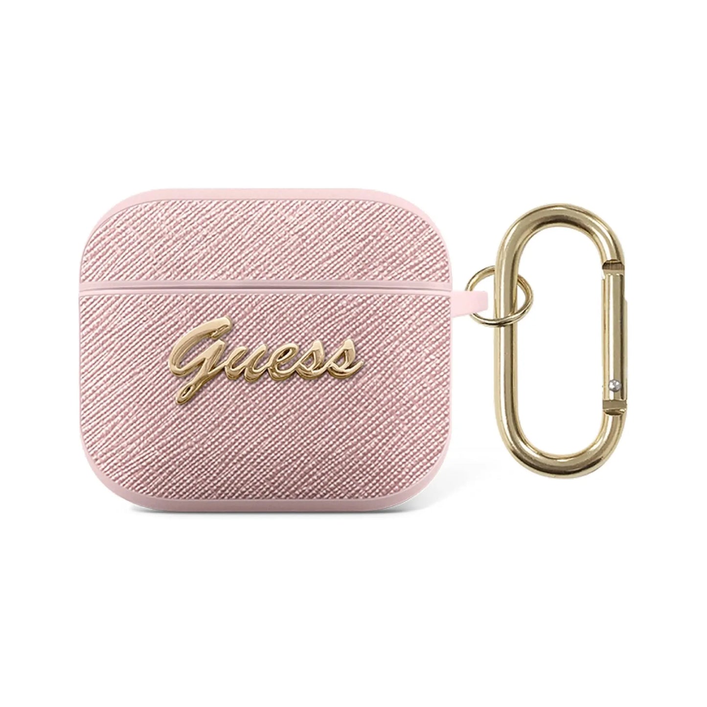 Guess GUA3SASMP Saffiano Script Metal Case, Rosa – AirPods 3