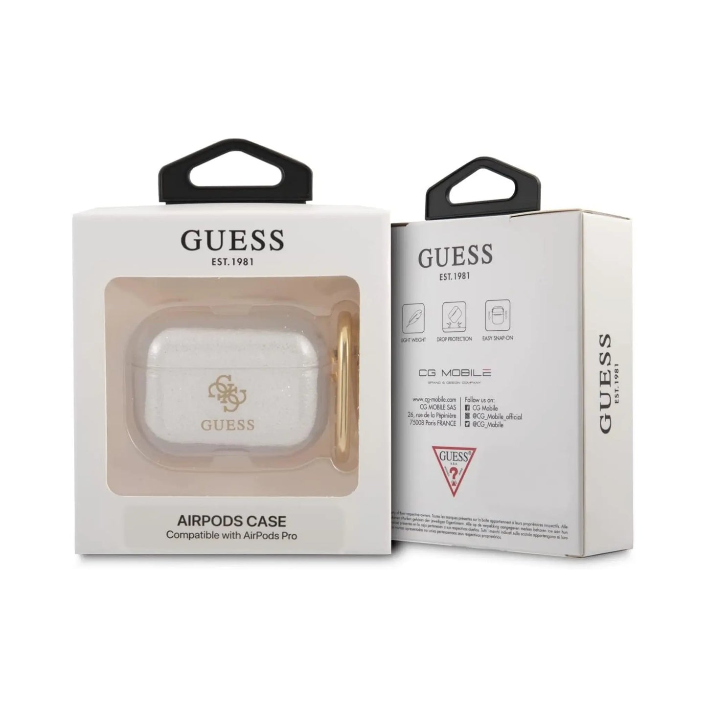 Guess GUAPUCG4GT AirPods Pro Hülle Glitter Collection Transparent