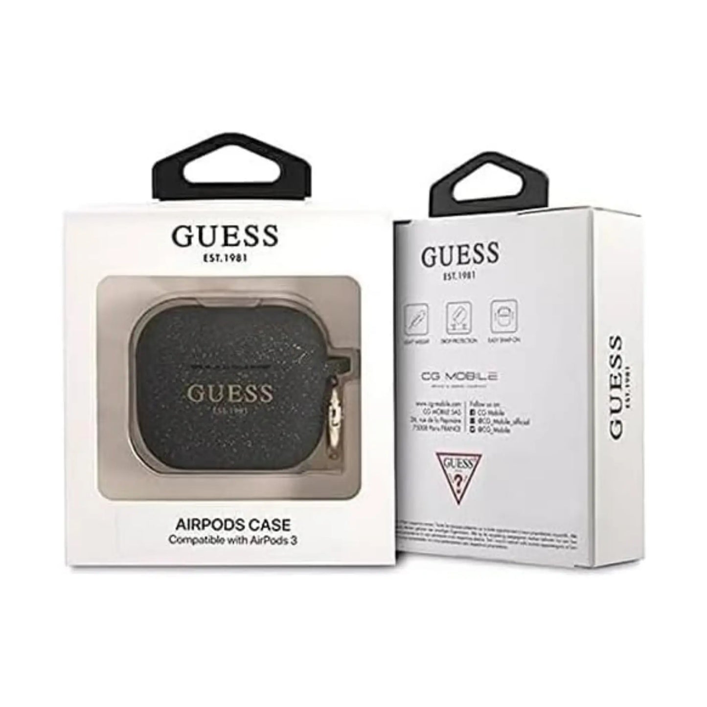 Guess Hülle GUA3SGGEK Silicone Glitter Schwarz – Für AirPods 3