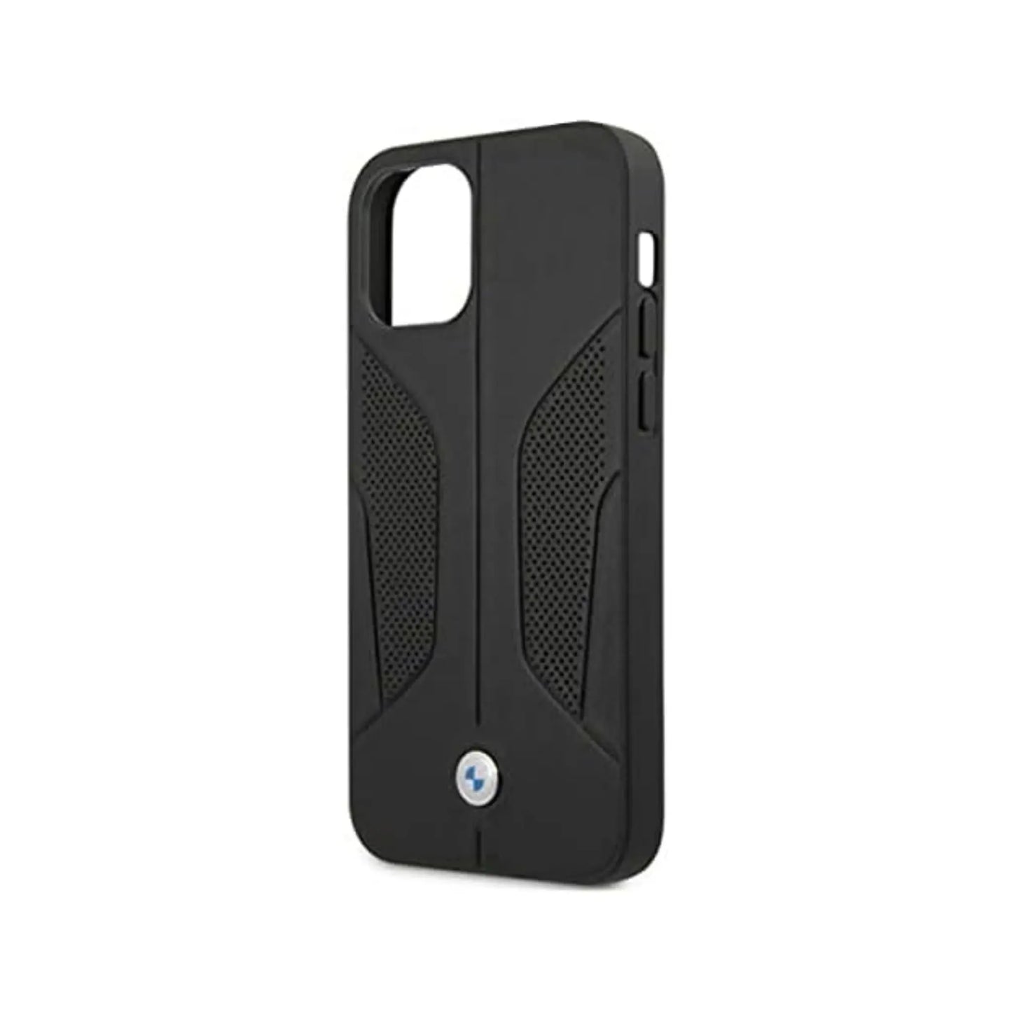 BMW iPhone 12 / 12 Pro Hülle, Schwarz – Leder Perforierte Seiten