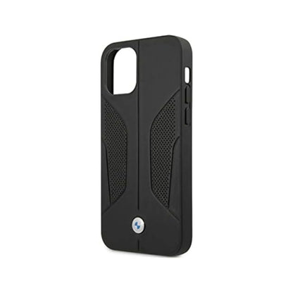 BMW iPhone 12 / 12 Pro Hülle, Schwarz – Leder Perforierte Seiten