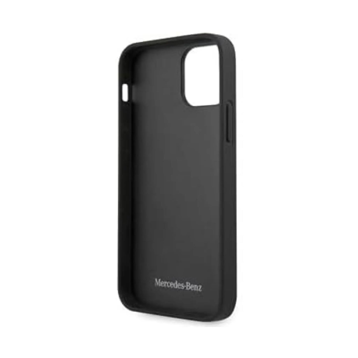 Mercedes iPhone 12 Pro Max Hülle, Schwarz – Leder Sterne Muster Hardcase MEHCP12LPSQBK
