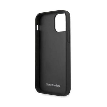 Mercedes iPhone 12 Pro Max Hülle, Schwarz – Leder Sterne Muster Hardcase MEHCP12LPSQBK