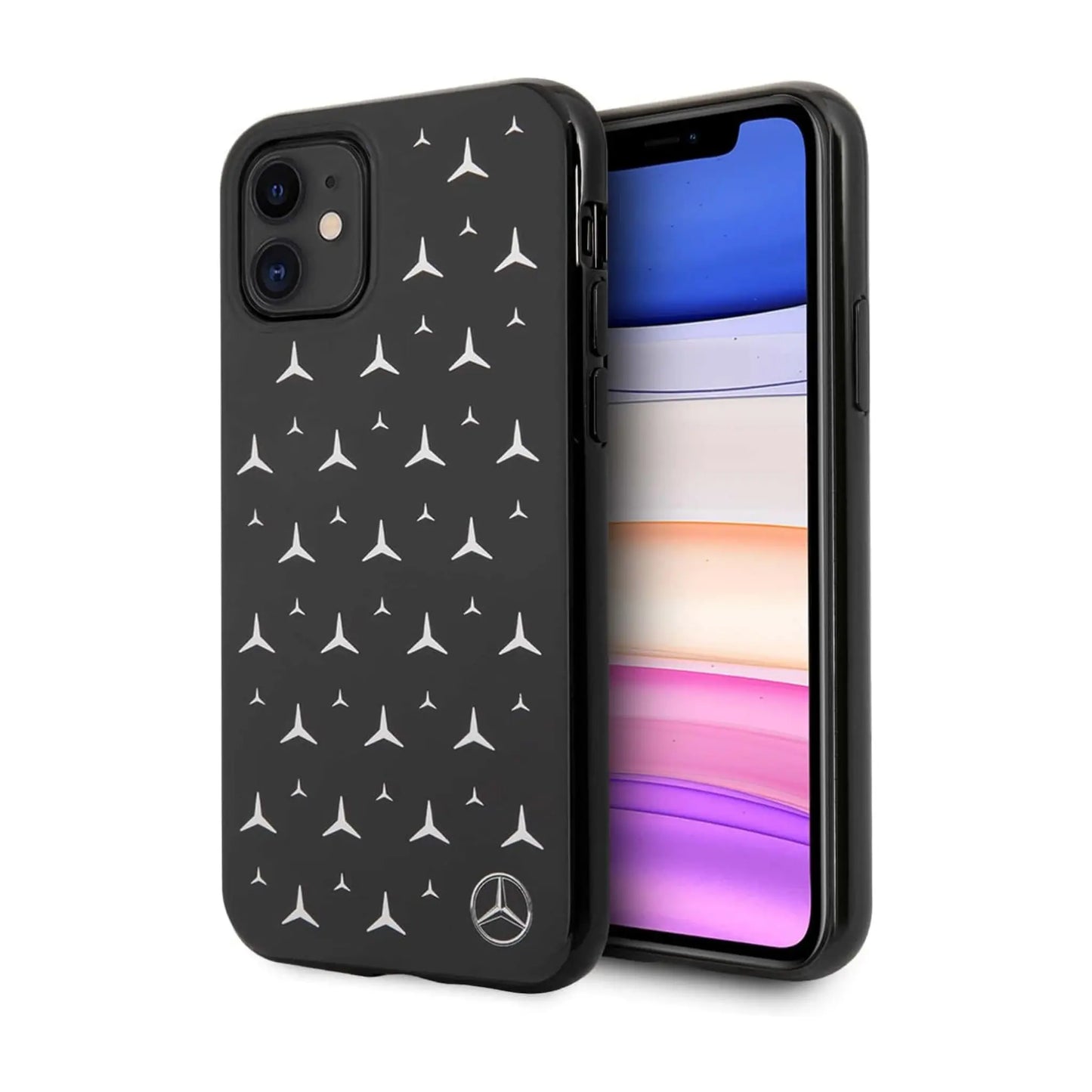 Mercedes Hülle MEHCN61ESPBK Silberne Sterne Schwarz – iPhone 11/XR