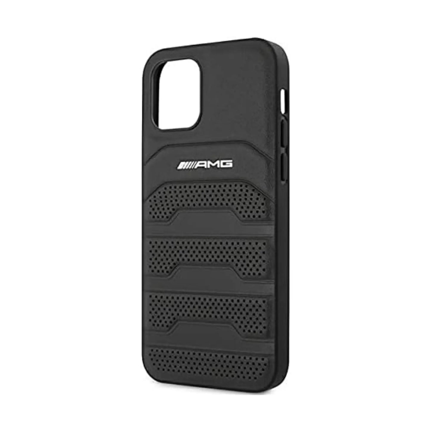 AMG iPhone 12 Mini Hülle, Schwarz – Leder Geprägte Linien
