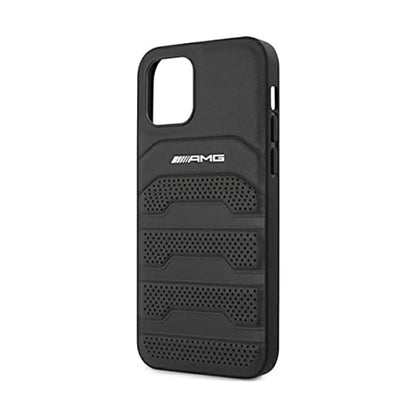 AMG iPhone 12 Mini Hülle, Schwarz – Leder Geprägte Linien