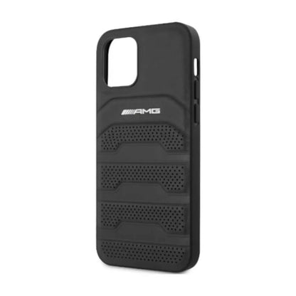 AMG Hülle AMHCP12LGSEBK Leather Debossed Lines Schwarz – iPhone 12 Pro Max
