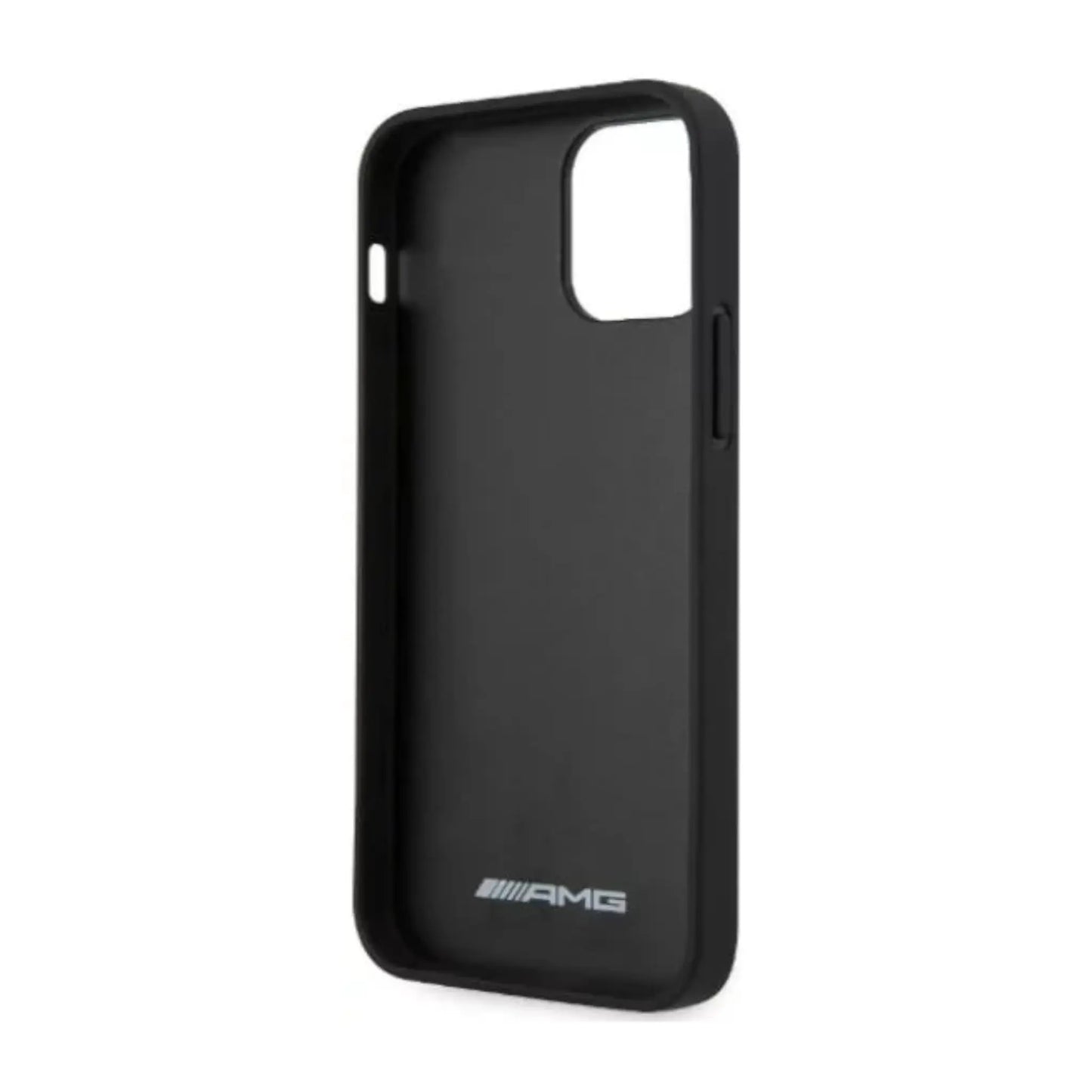 AMG Hülle AMHCP12LGSEBK Leather Debossed Lines Schwarz – iPhone 12 Pro Max