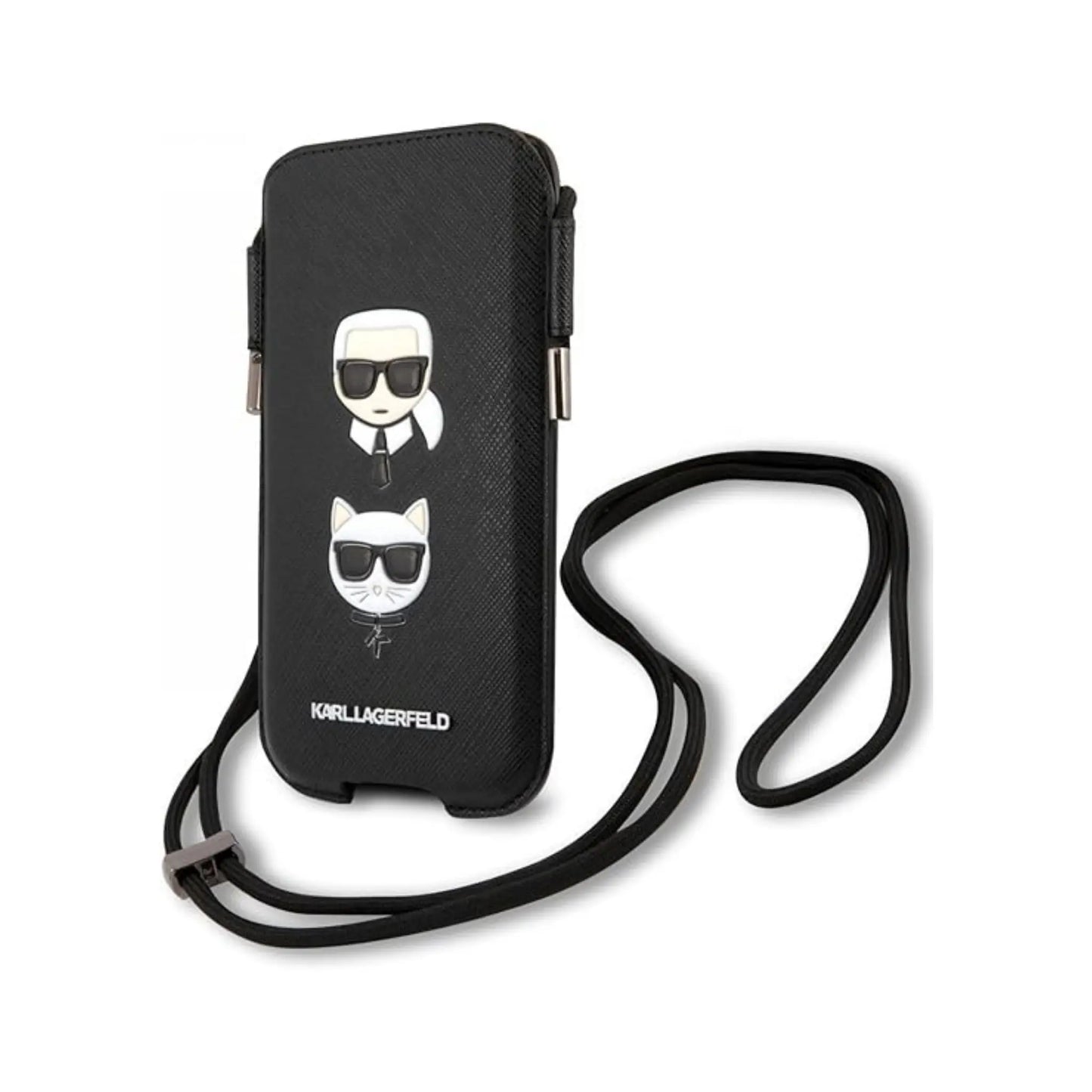 Karl Lagerfeld Saffiano Ikonik Karl & Choupette Head Hardcase KLHCP12MOPHKCK - Schwarz