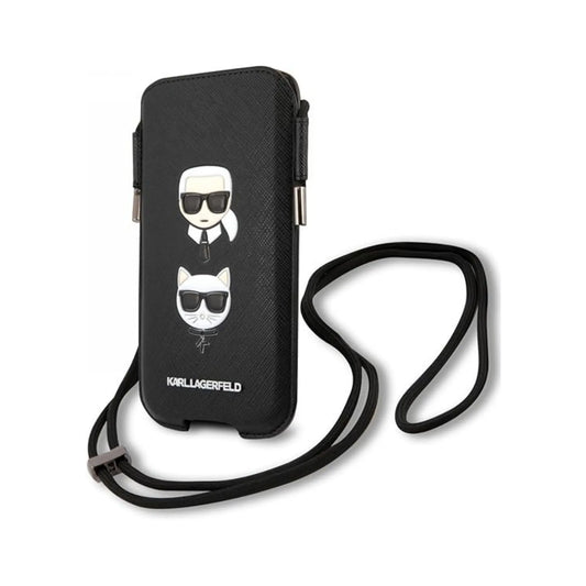 Karl Lagerfeld Saffiano Ikonik Karl & Choupette Head Hardcase KLHCP12MOPHKCK - Schwarz