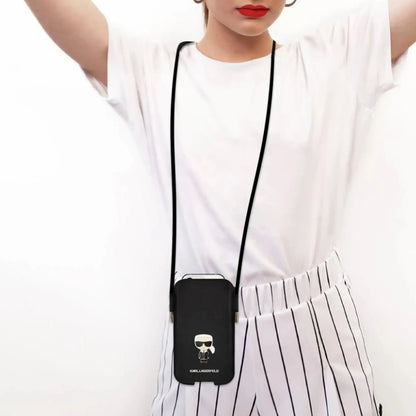 Karl Lagerfeld Tasche Saffiano Ikonik Wallet Schwarz – Für Smartphone 6,1