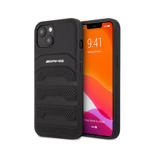 AMG iPhone 13 Pro Hülle, Schwarz – Leder Hardcase