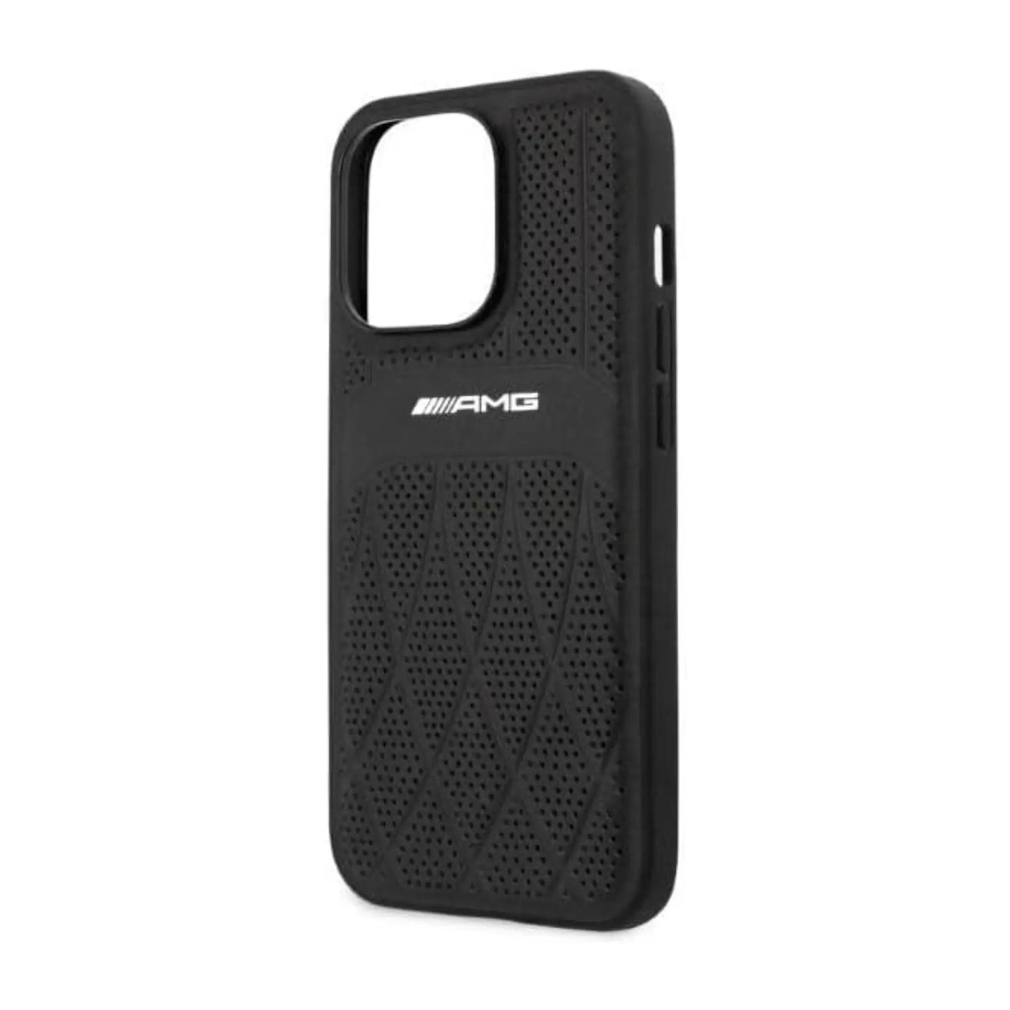 AMG iPhone 13 Pro Max Hülle, Schwarz – Leder Gekrümmte Linien