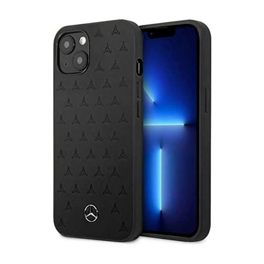 Mercedes iPhone 13 Mini Hülle, Schwarz – Leder Sterne Muster Hardcase MEHCP13SPSQBK