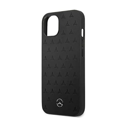 Mercedes iPhone 13 Mini Hülle, Schwarz – Leder Sterne Muster Hardcase MEHCP13SPSQBK