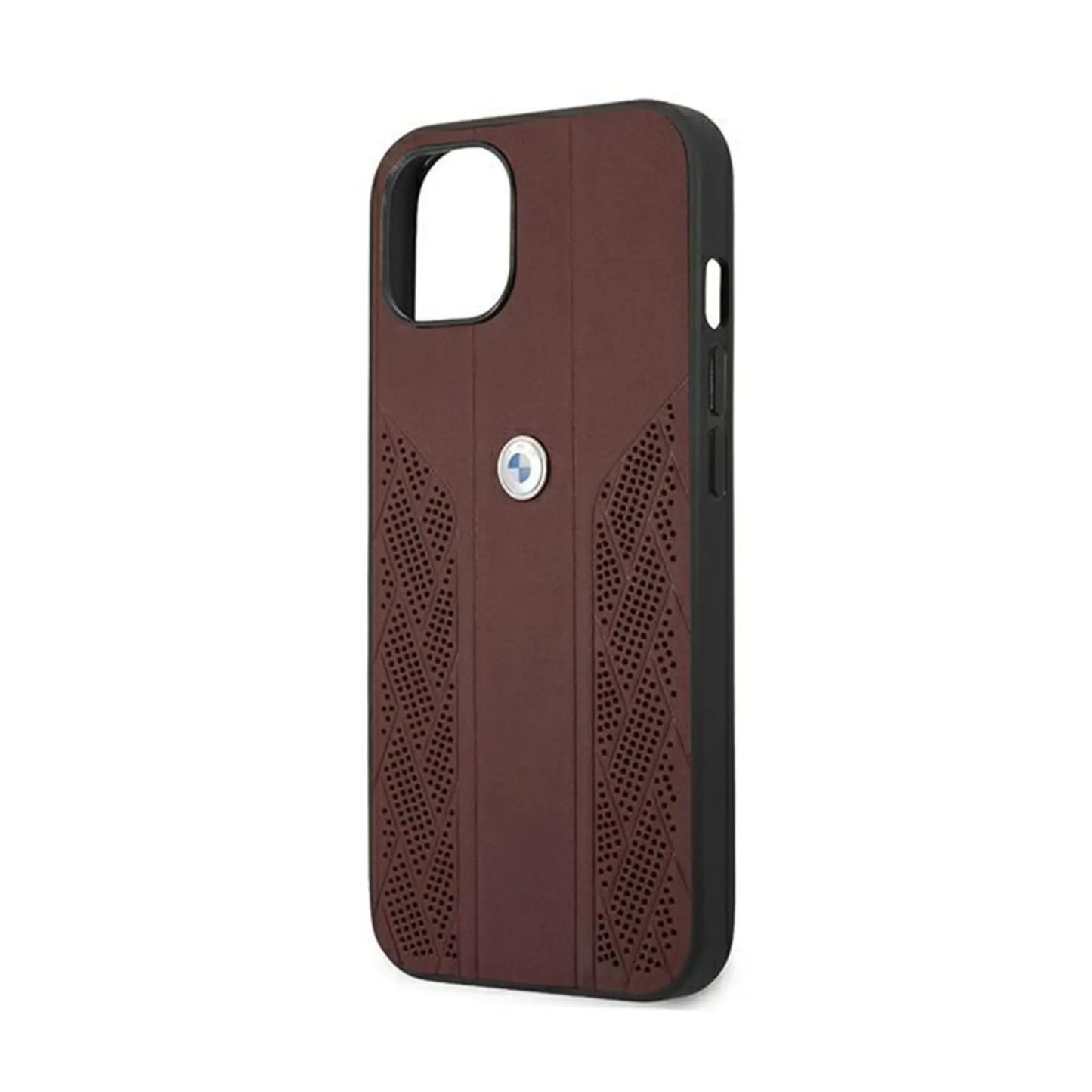 BMW iPhone 13 Mini Hülle, Rot – Leder Curve Perforate Hardcase