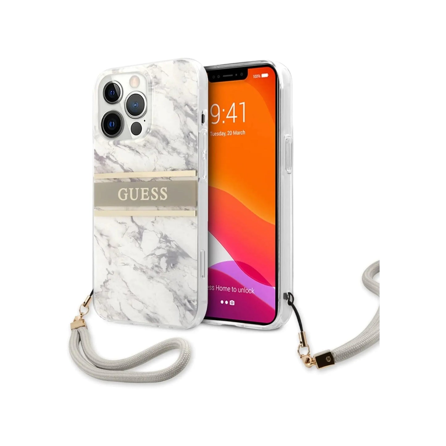 Guess Hülle Marble Strap Grau - iPhone 13 Pro Max
