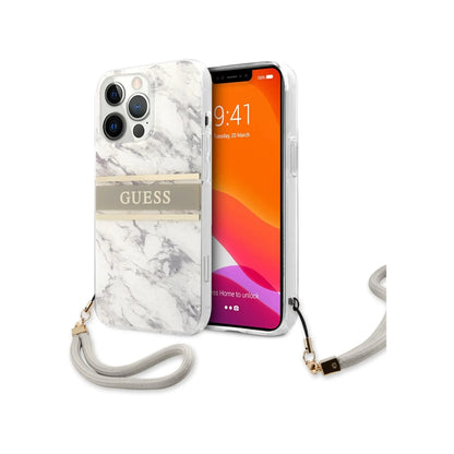 Guess Hülle Marble Strap Grau - iPhone 13 Pro Max
