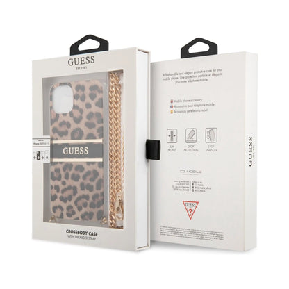 Guess Hülle Leopard Gold Stripe Crossbody - iPhone 13 mini