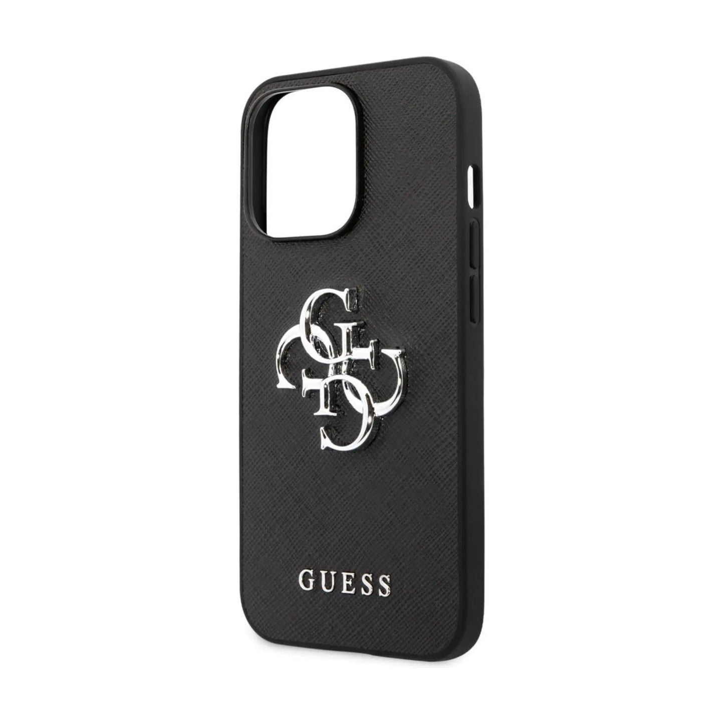 Guess Hülle Saffiano 4G Big Silver Logo Schwarz - iPhone 13 Pro