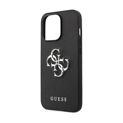 Guess Hülle Saffiano 4G Big Silver Logo Schwarz - iPhone 13 Pro