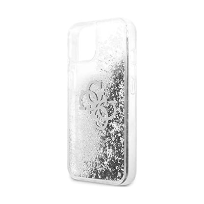 Guess iPhone 13 Mini Hülle, Silber – Liquid Glitter 4G Big Logo