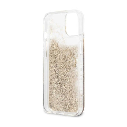 Guess Hülle Big 4G Logo Gold Liquid Glitter Transparent - iPhone 13 Mini