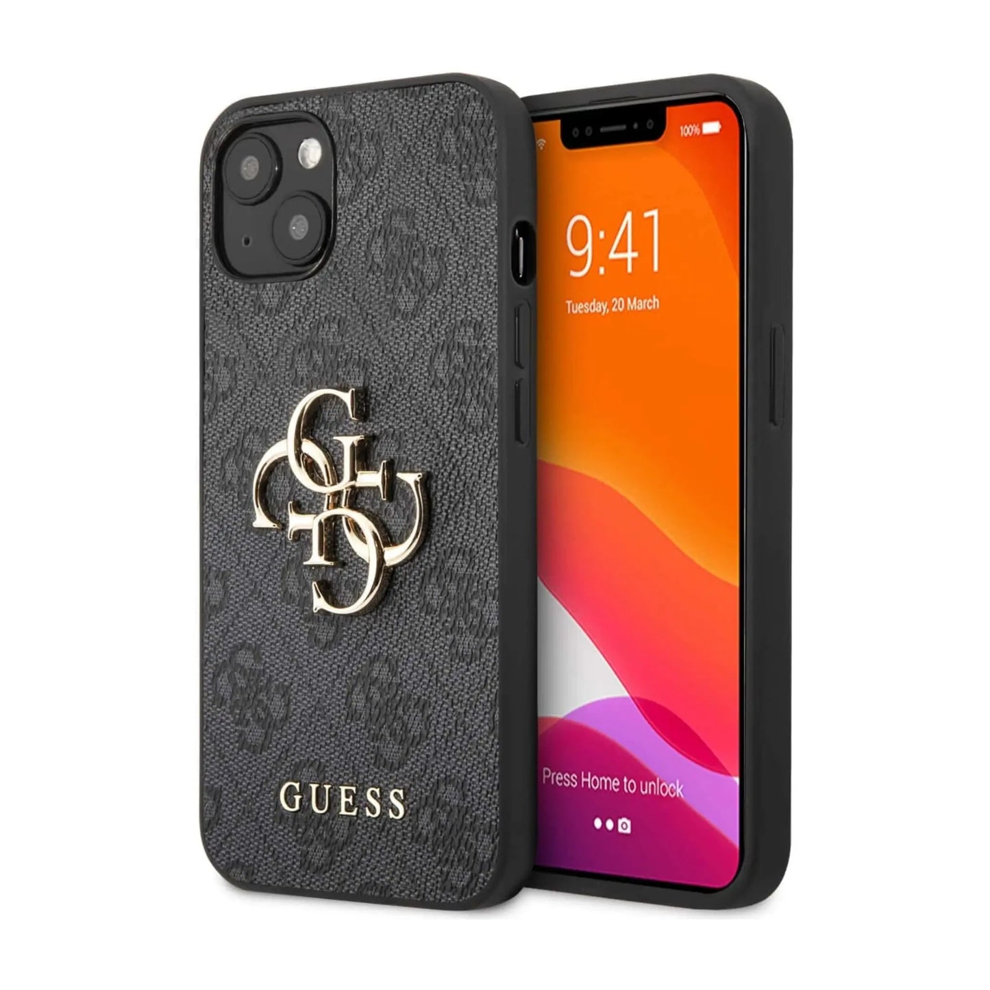 Guess Hülle GUHCP13M4GMGGR 4G Big Metal Logo Grau – iPhone 13