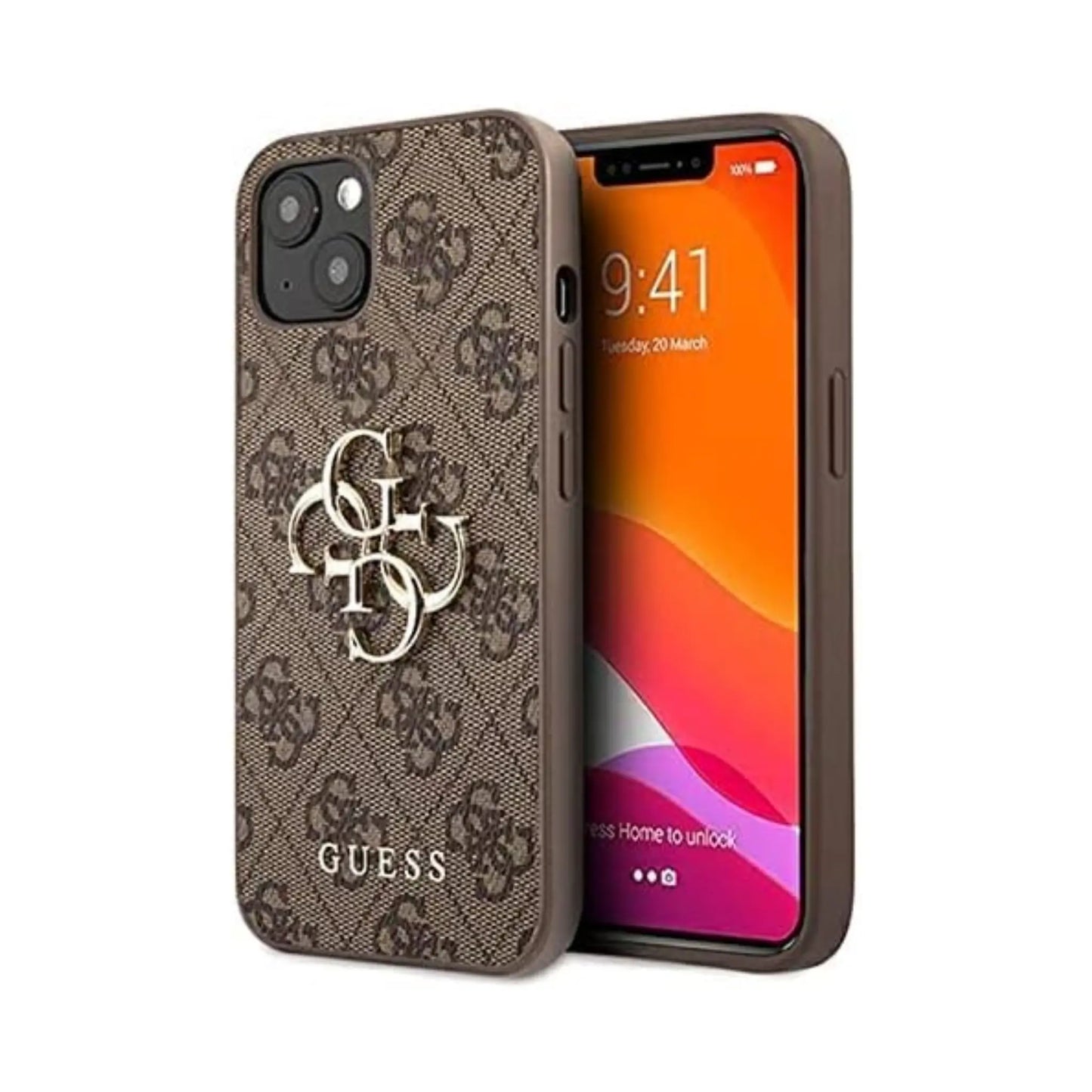 Guess Hülle GUHCP13M4GMGBR 4G Big Metal Logo Braun – iPhone 13