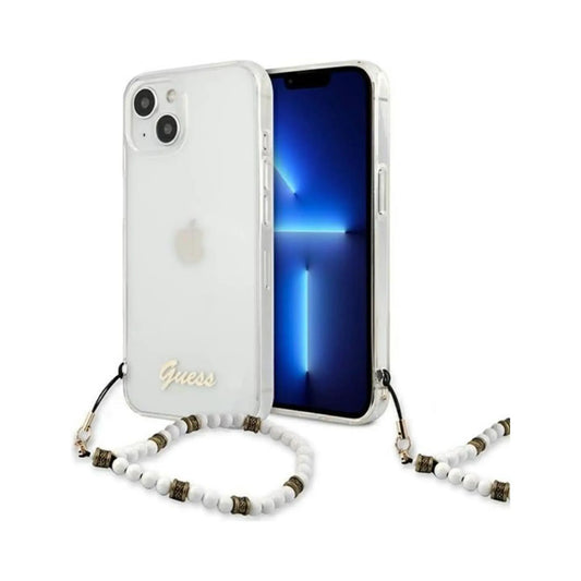 Guess Hülle White Pearl Strap Transparent - iPhone 15 / 14 / 13