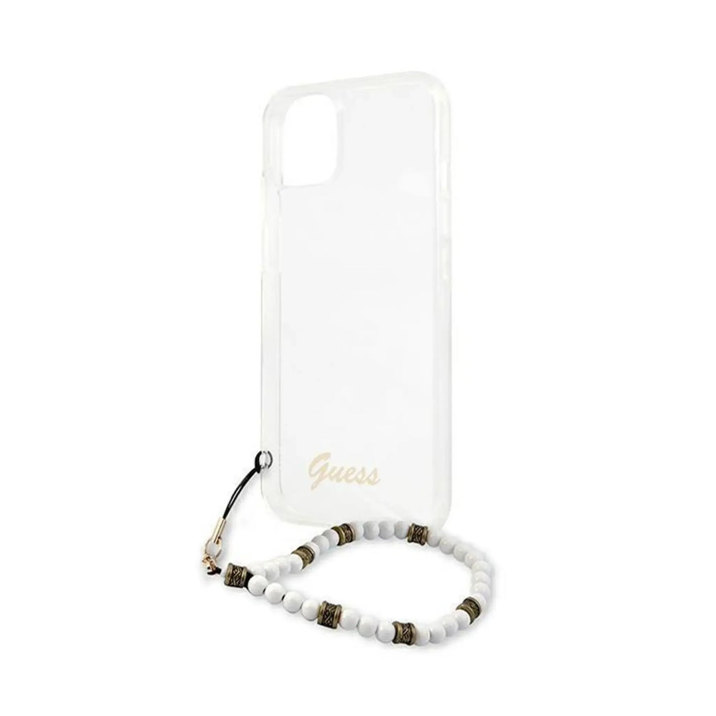 Guess Hülle White Pearl Strap Transparent - iPhone 15 / 14 / 13