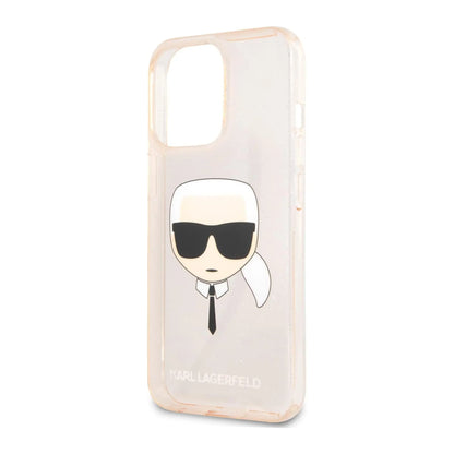 Karl Lagerfeld Karl’s Head Glitter Case, Gold - iPhone 13 Pro